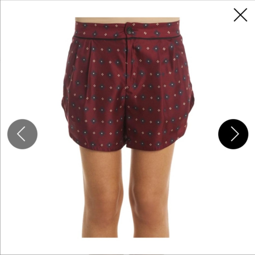 Rag & Bone Gabrielle Burgundy Silk Shorts Sz 4